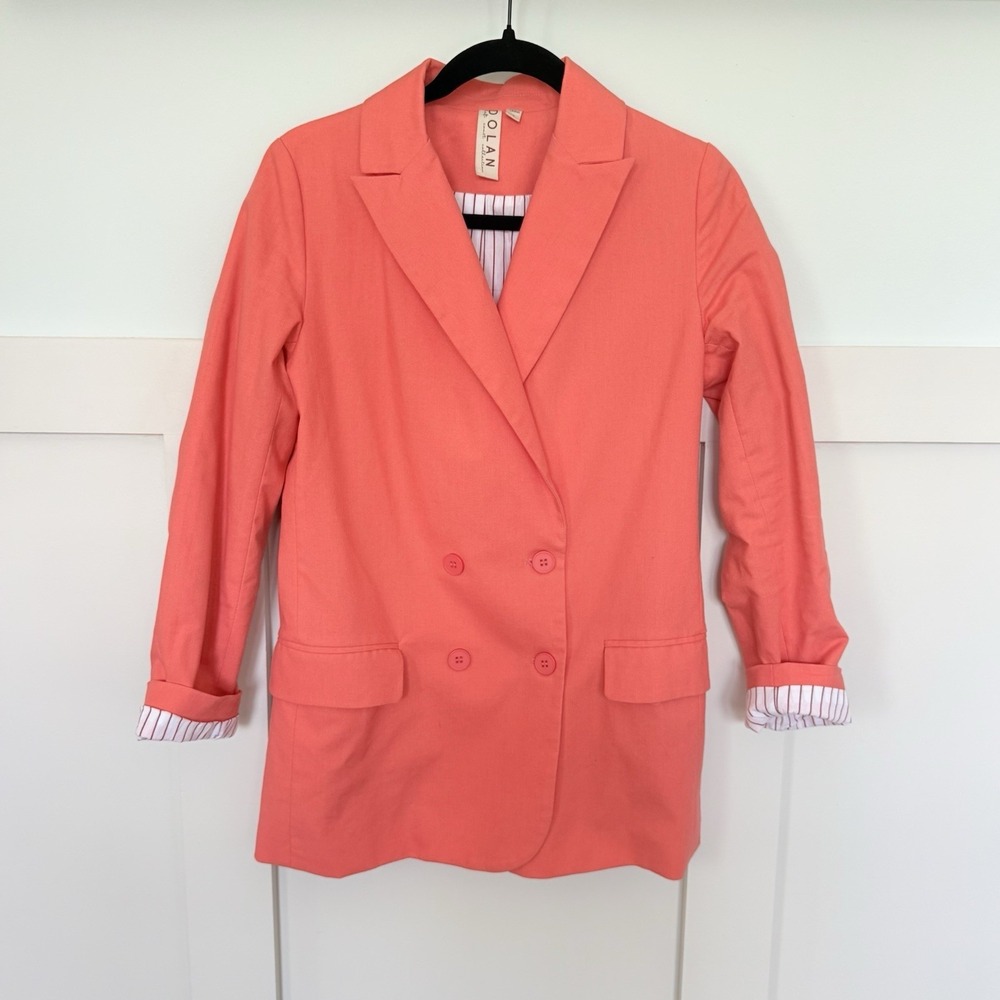 Dolan‎ Coral Linen Blend Boyfriend Blazer Women's Small Preppy Coastal Office